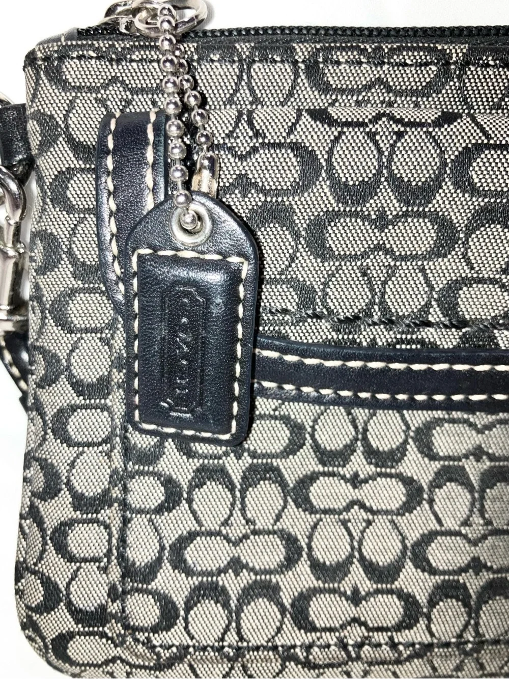 Y2K Vintage Coach Black Gray Soho Signature Logo Canvas Wristlet Wallet NWOT